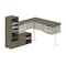 Bestar Bestar Viva 72W L-Shaped Standing Desk with Credenza and Shelving Unit in walnut grey & white 19851-35 - alternate 3